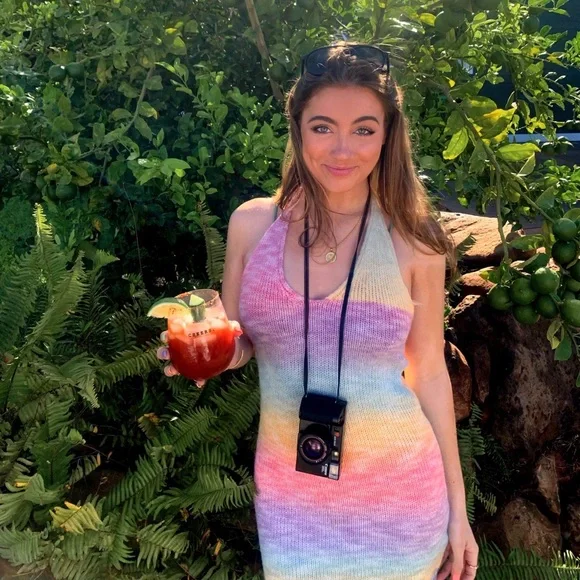 Rainbow Knit Halter Dress - Princess Polly